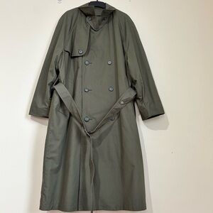 London Fog Vintage Olive Green Detachable Wool Liner Double Breas Trench Coat 40